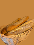 Fresh Semolina bread with sesame seeds  Italian Filoncino “ Artisan Vucciria Gourmet Italian Market Brooklyn New York City
