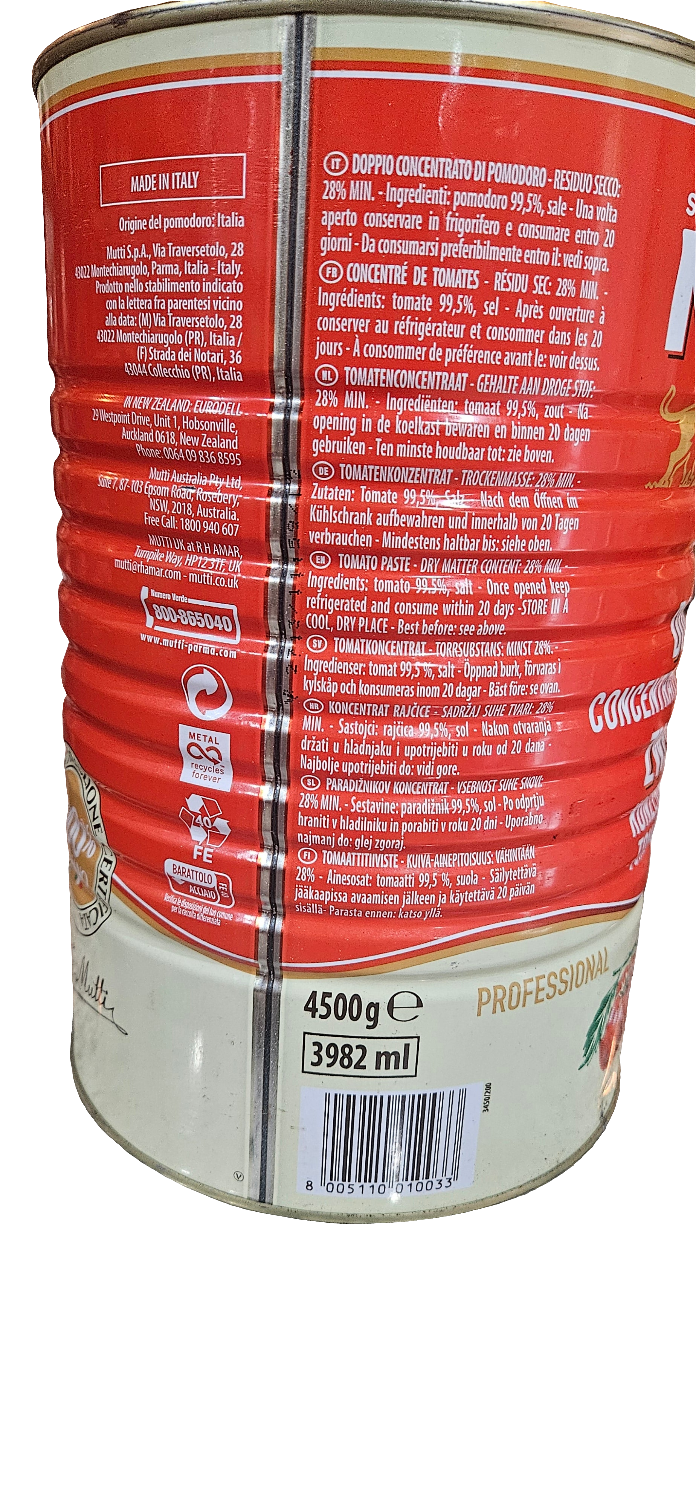Tomato Paste mutti foods service size 3/9lb