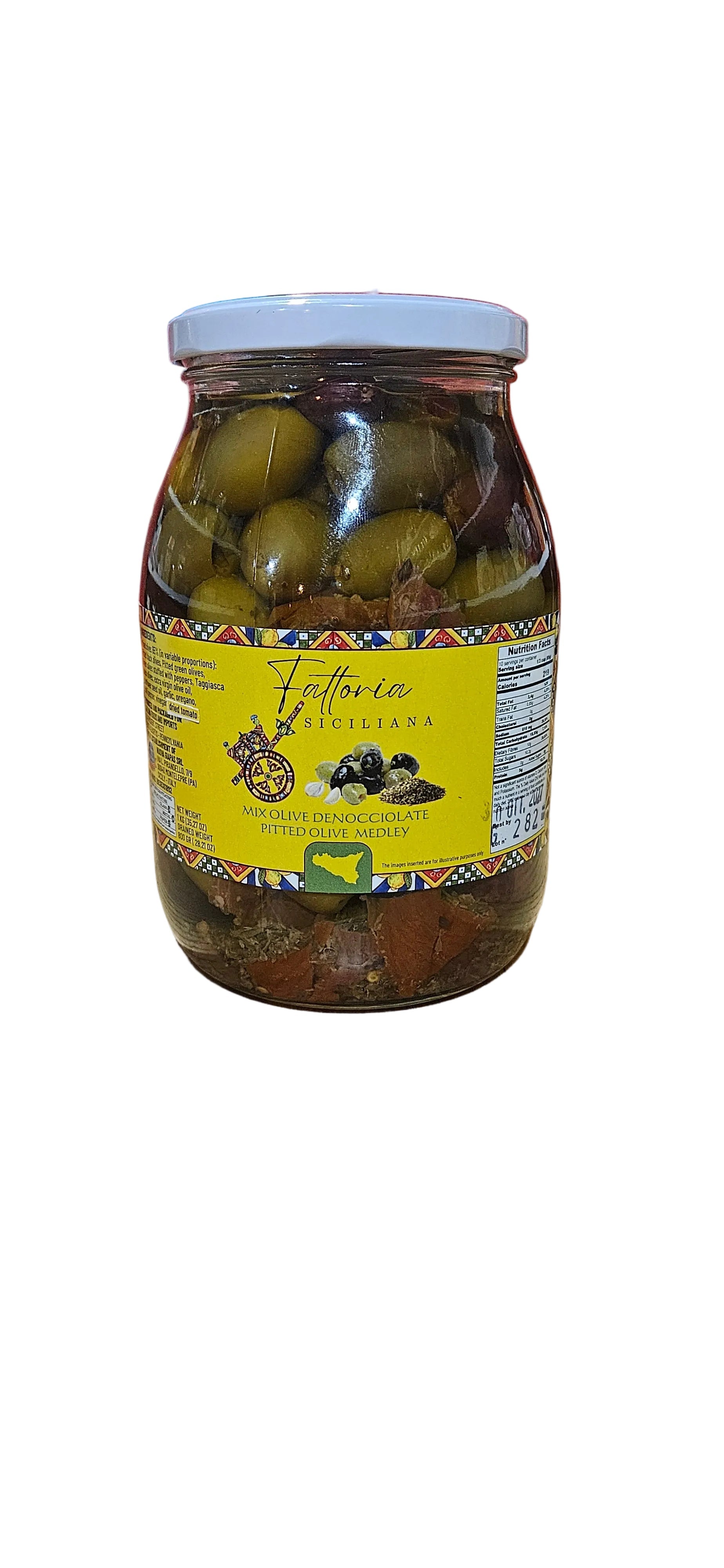 Fattoria Siciliana mixed pitted olives medley in oil 1kg/ drain weght 800gr