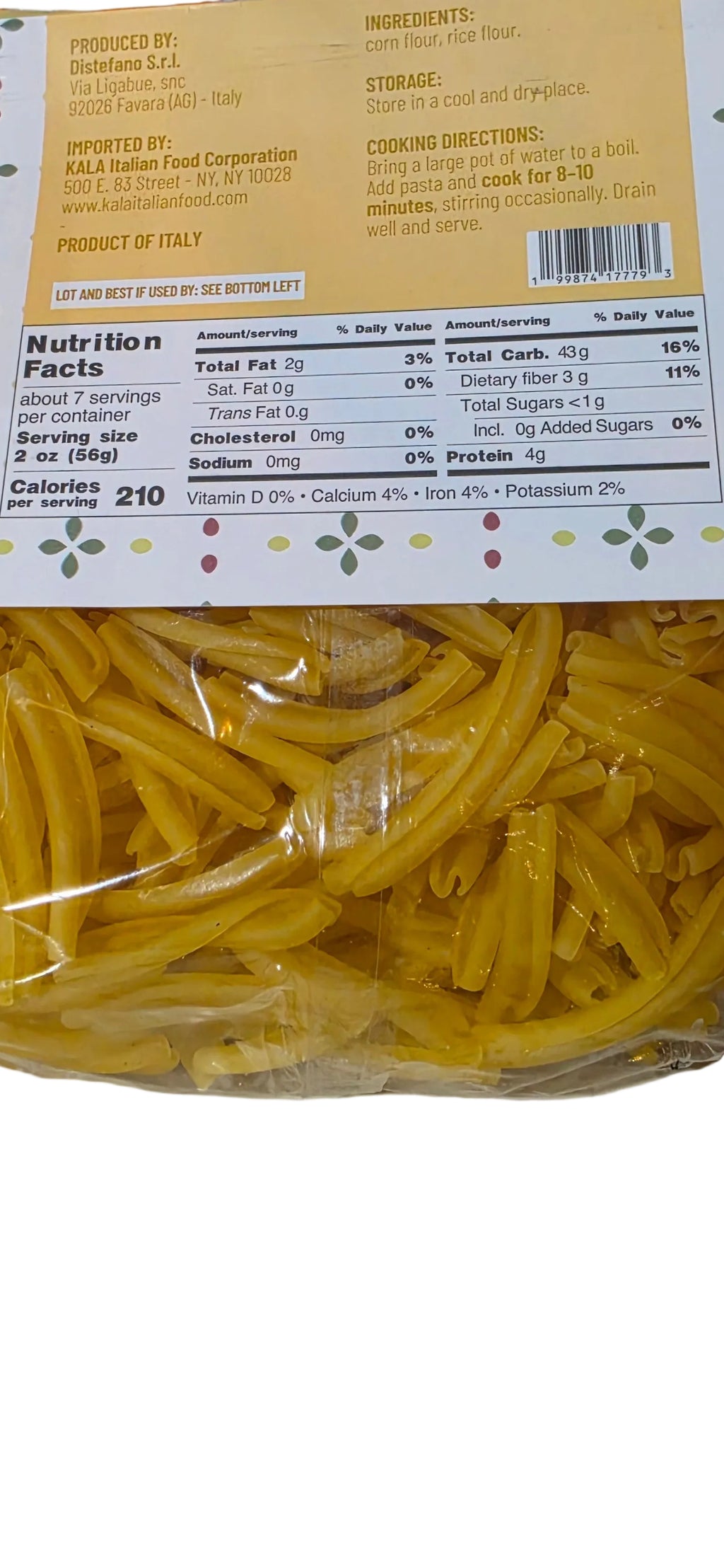 KALA-CASERECCE 
Gluten-Free Corn & Rice 
“Caserecce” pasta 14.1 oz