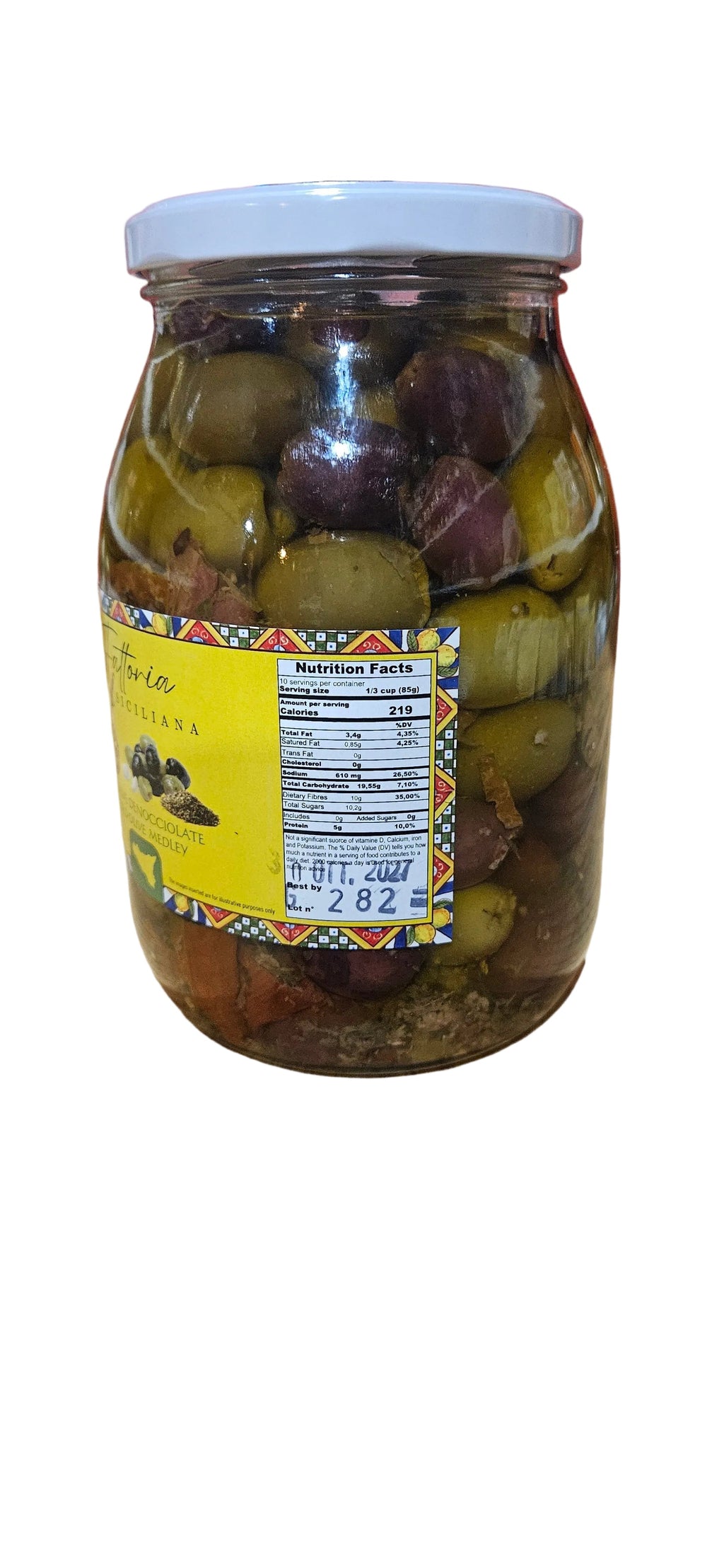 Fattoria Siciliana mixed pitted olives medley in oil 1kg/ drain weght 800gr