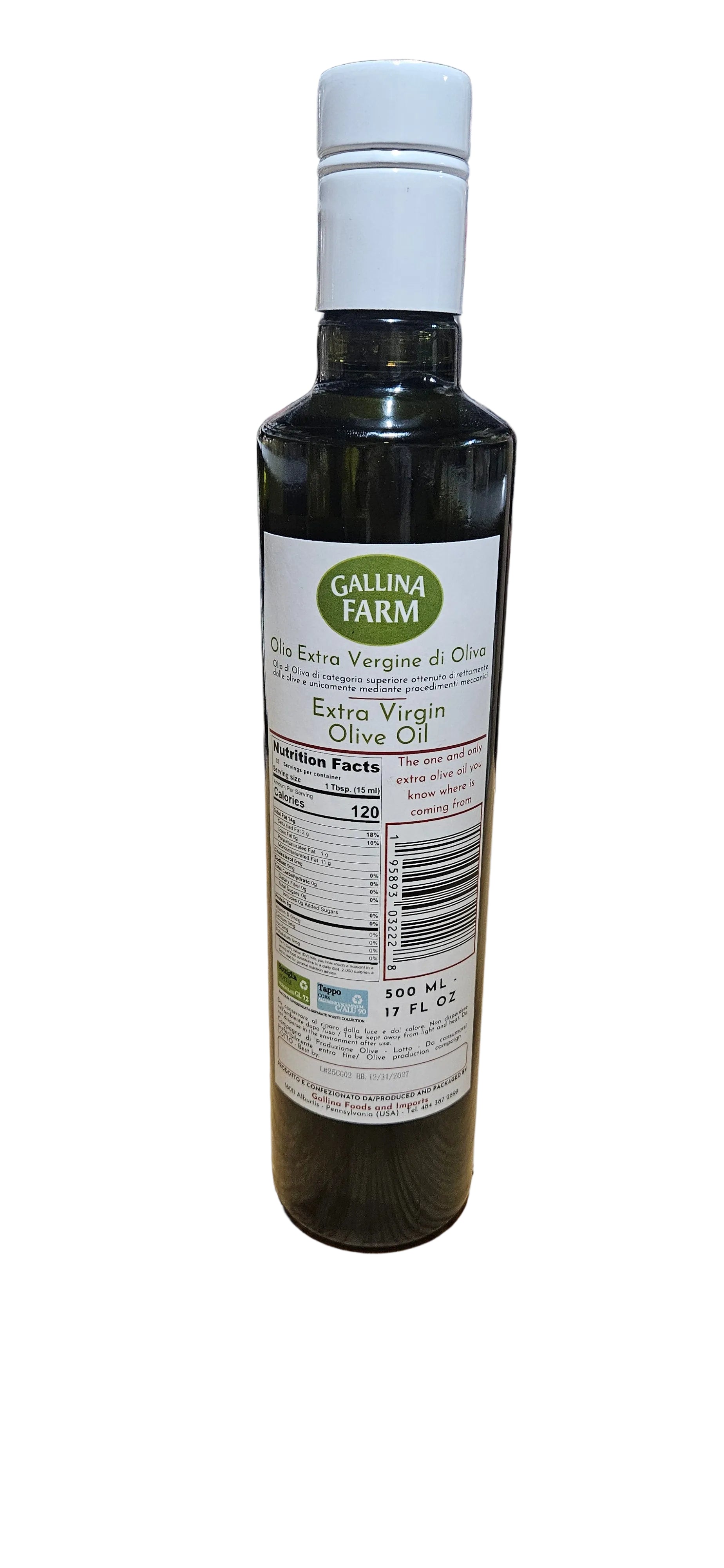 Gallina farms Extra virgin olive oil 500ml monocultivar "Cerasuola