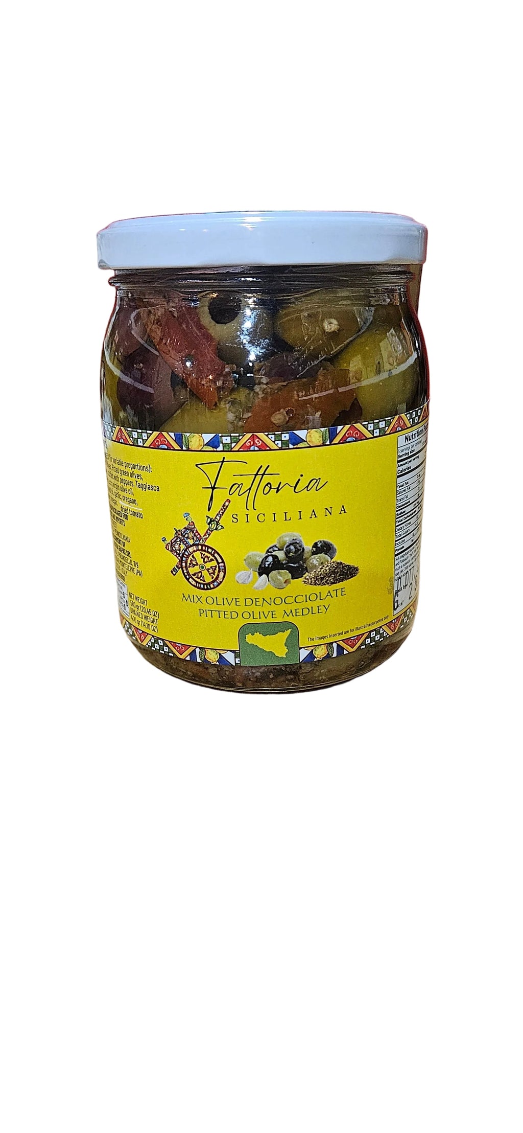 Fattoria Siciliana mixed pitted olives  medley 580 gr / drain weght 400gr