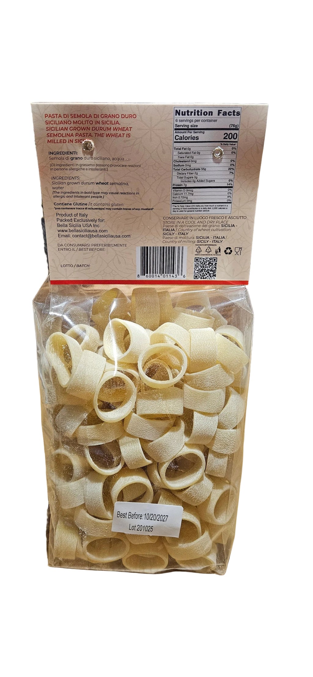 Bella Sicilia Calamarata pasta 1lb /16 oz