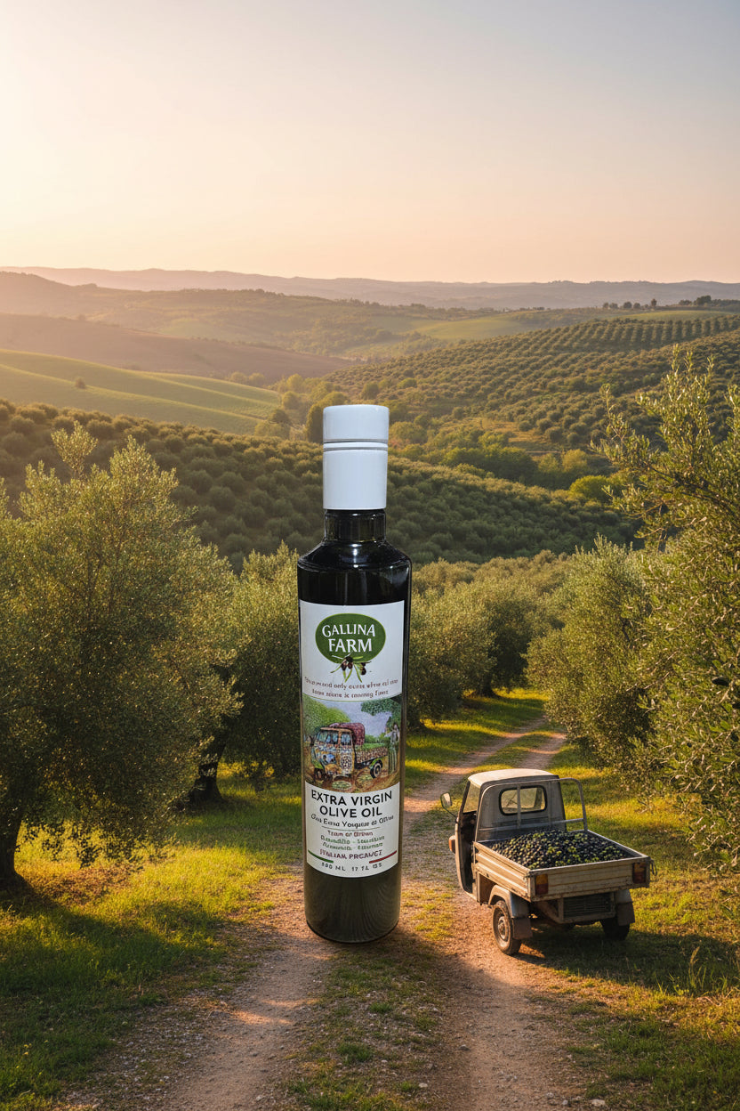 Gallina farms Extra virgin olive oil 500ml 4 type olives Biancolilla/Cerasuola/Nocellara/Coratina