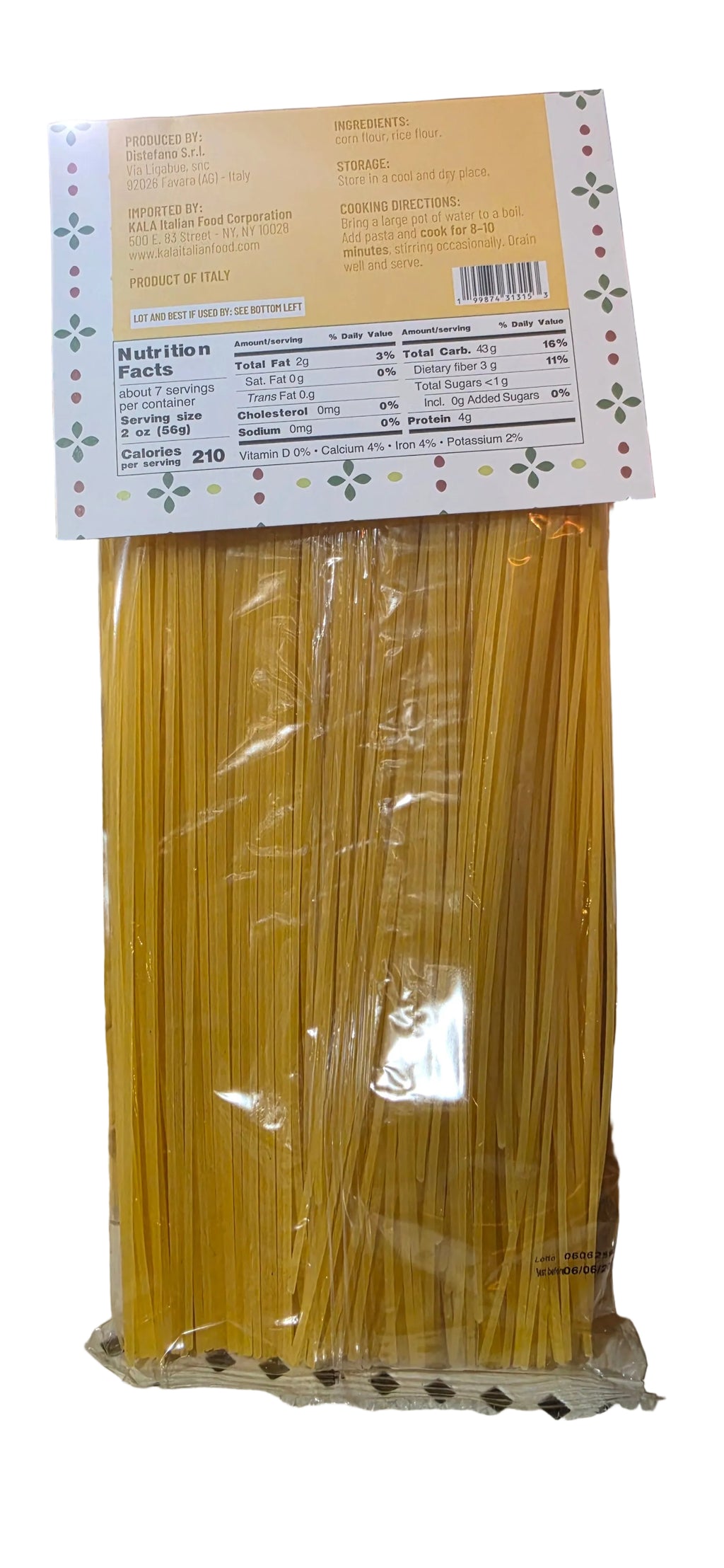 KALA-SPAGHETTI 
Gluten-Free Corn & Rice 
“SPAGHETTI” pasta 14.1 oz