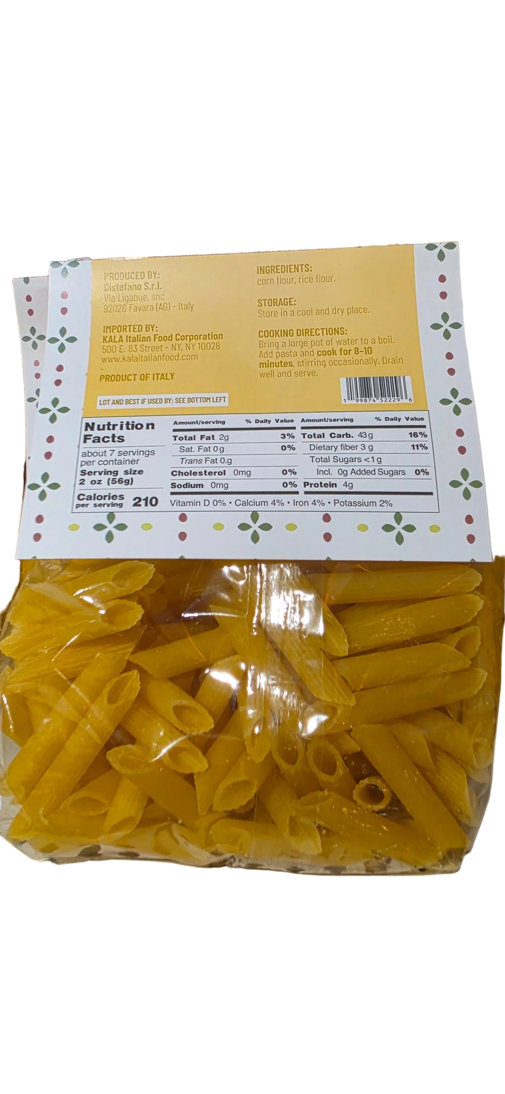 KALA-PENNE 
Gluten-Free Corn & Rice 
“Penne Rigate” pasta 14.1 oz