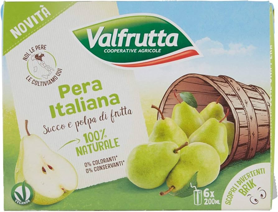 Valfrutta - Succo Pera (Pear) Brick - ((Pear) Brick - 3x200ml