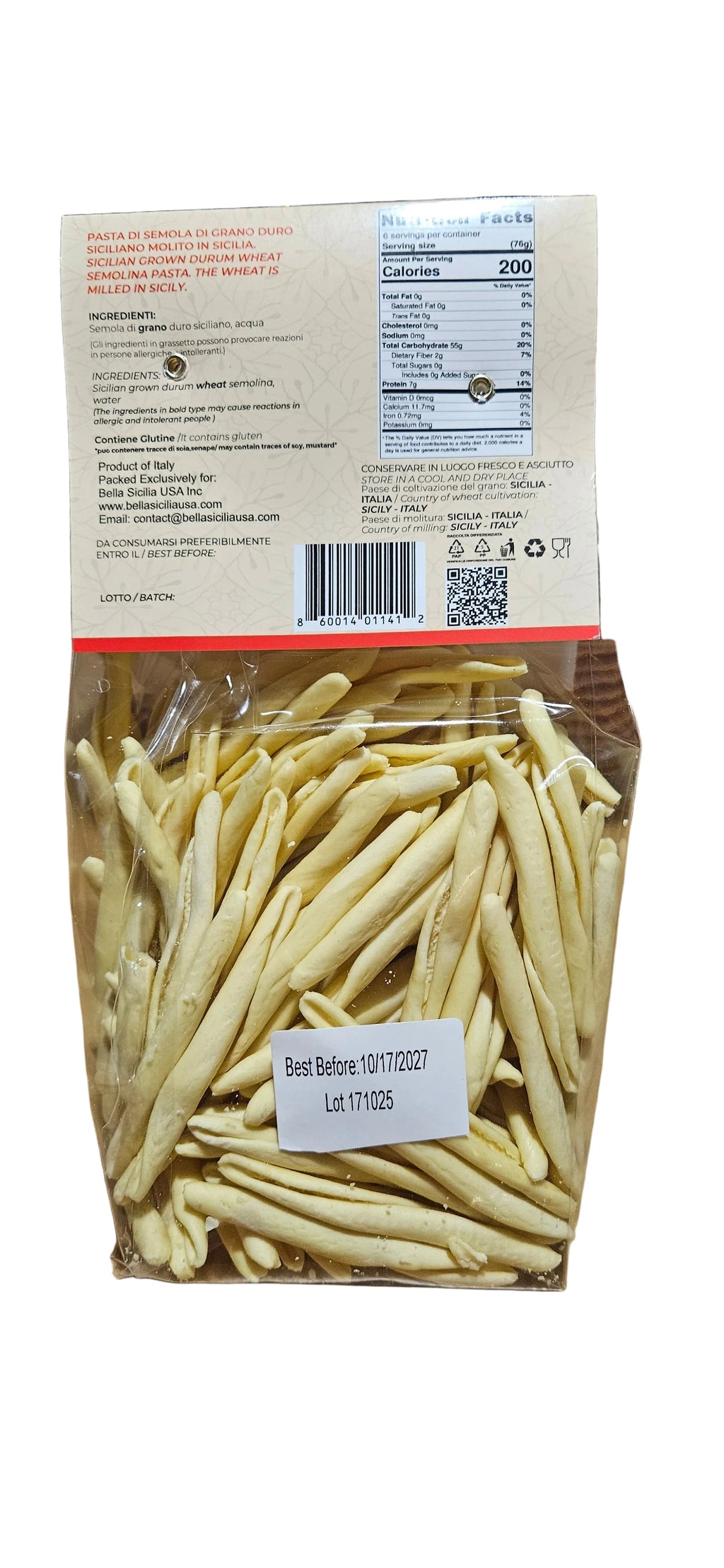 Bella Sicilia Filei pasta 1lb / 16 oz
