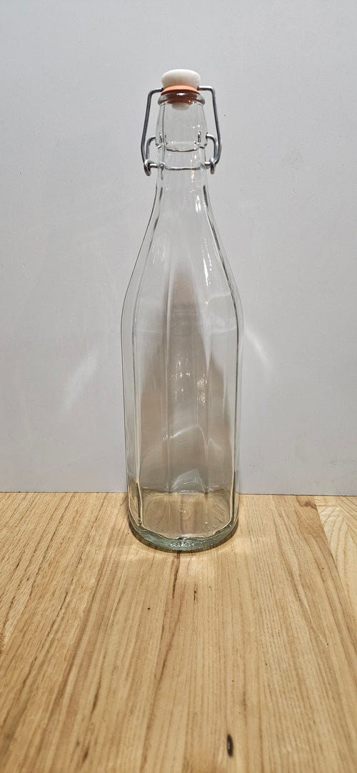 1 Liter (34 oz) Clear Giara Glass water Bottle with Swing Top