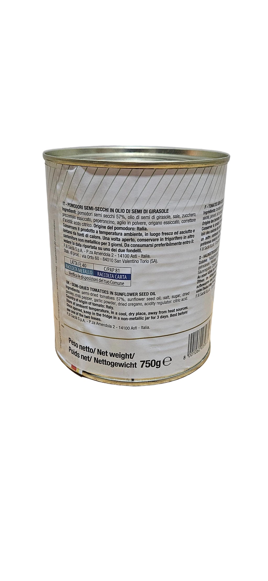 Dry red tomatoes in sunflower oil 750 gr