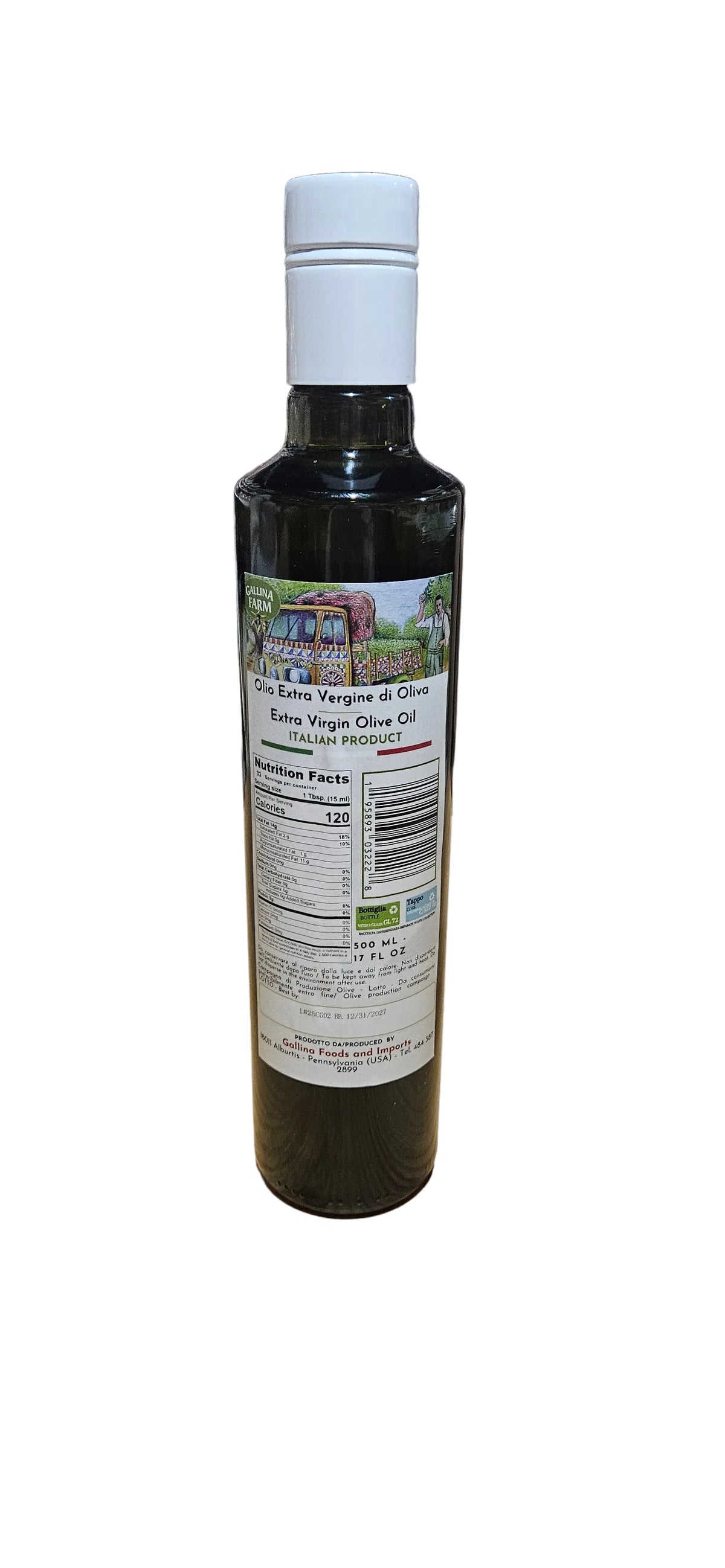 Gallina farms Extra virgin olive oil 500ml 4 type olives Biancolilla/Cerasuola/Nocellara/Coratina