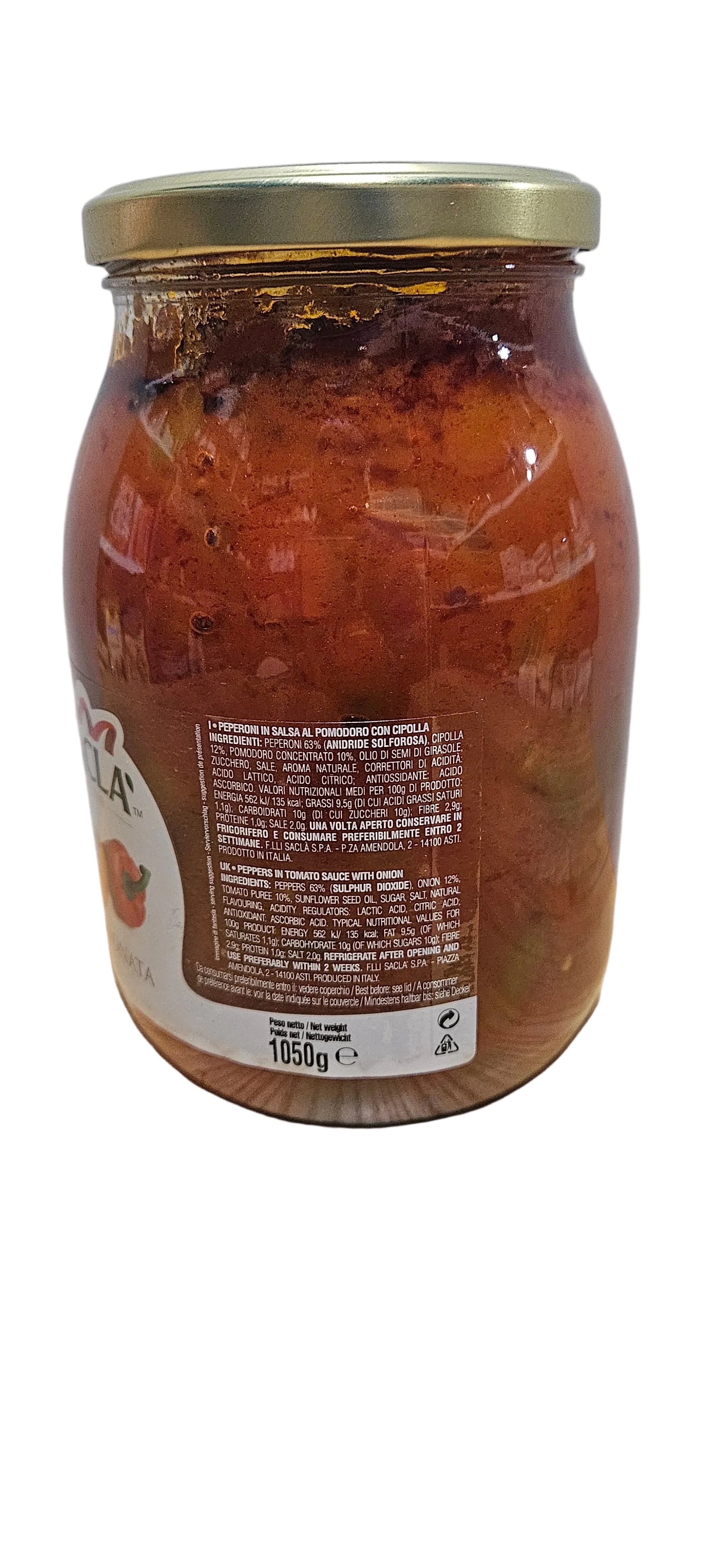 Italian Peperonata Roasted Peppers in Tomato Sauce by Sacla 1050 gr